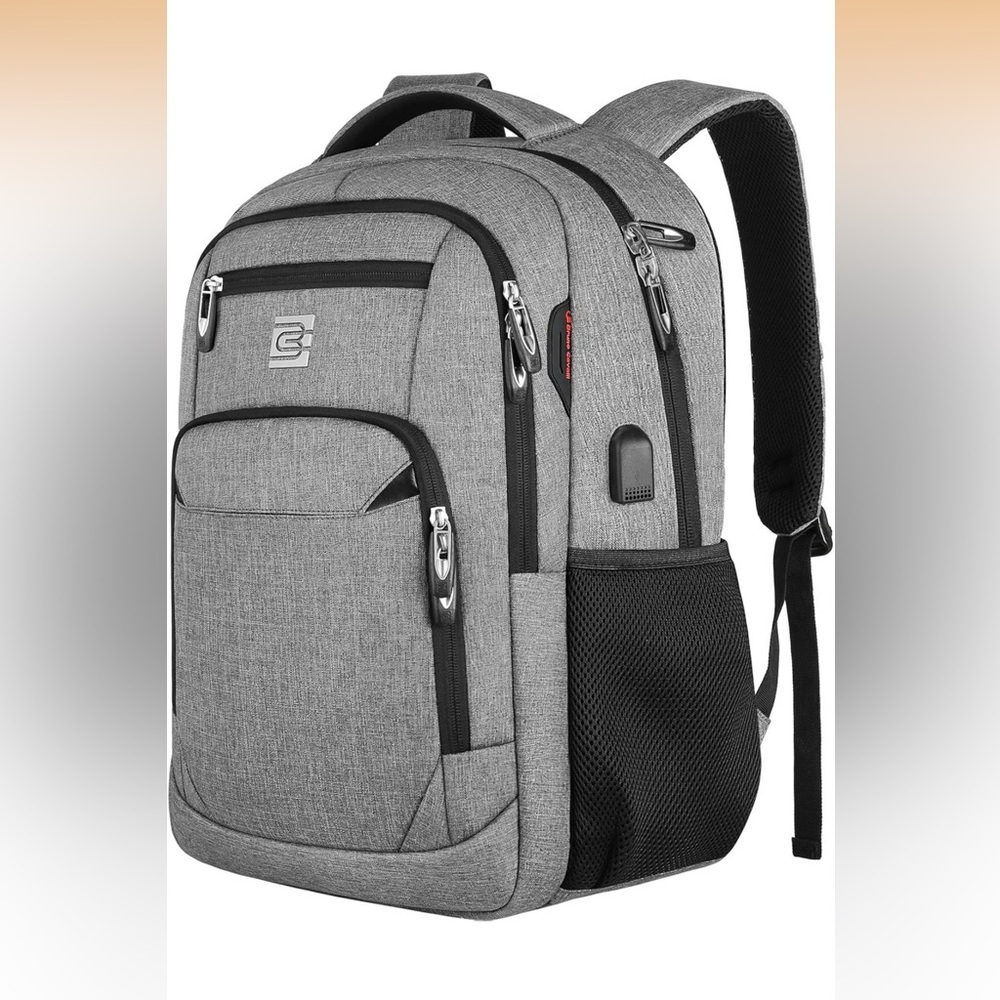 Bruno Cavalli Mens Laptop Backpack Gray Business Travel Anti Theft USB Port NEW